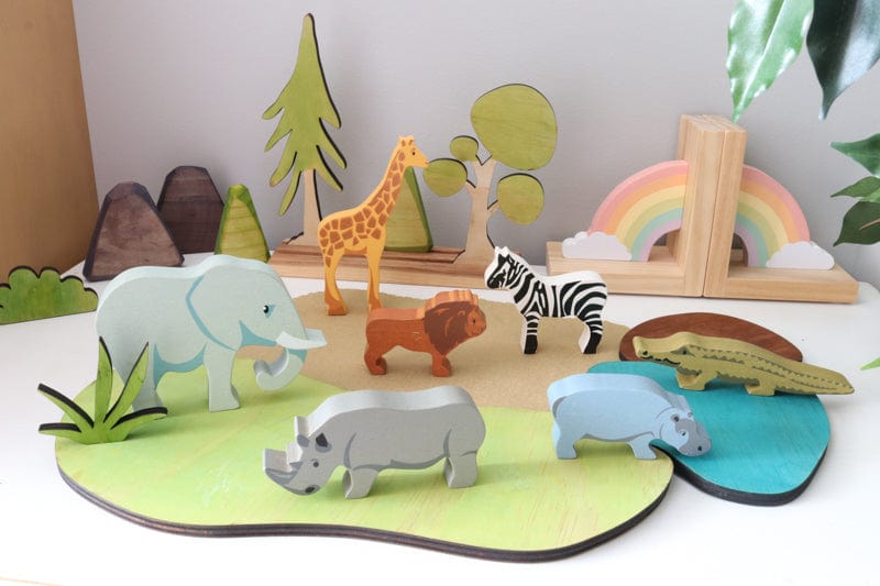 Tender Leaf Toys Animals & Dinosaurs Tender Leaf 8 Wooden Safari Animals