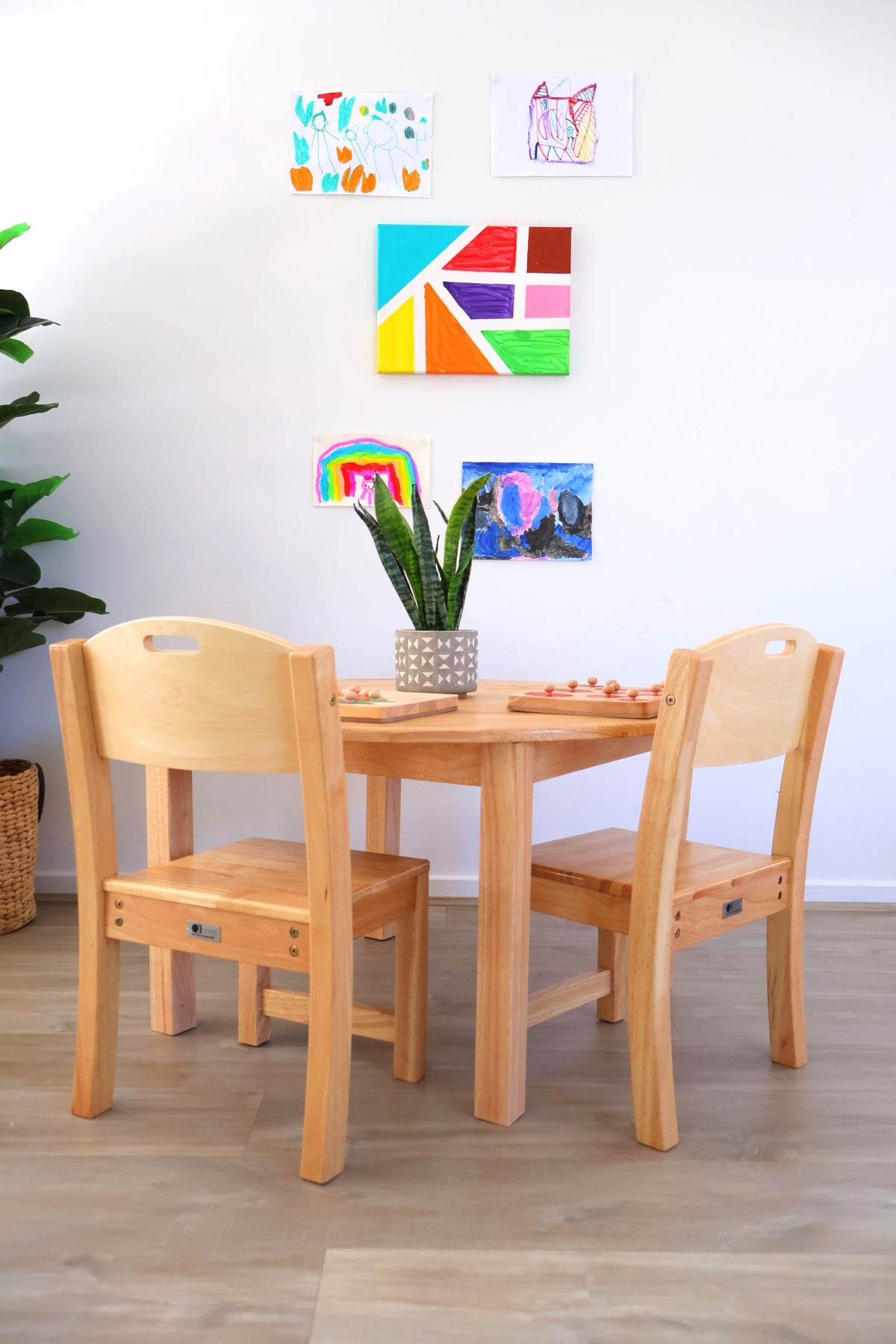 Rubber Wood Stacking Chairs – Set of 2
