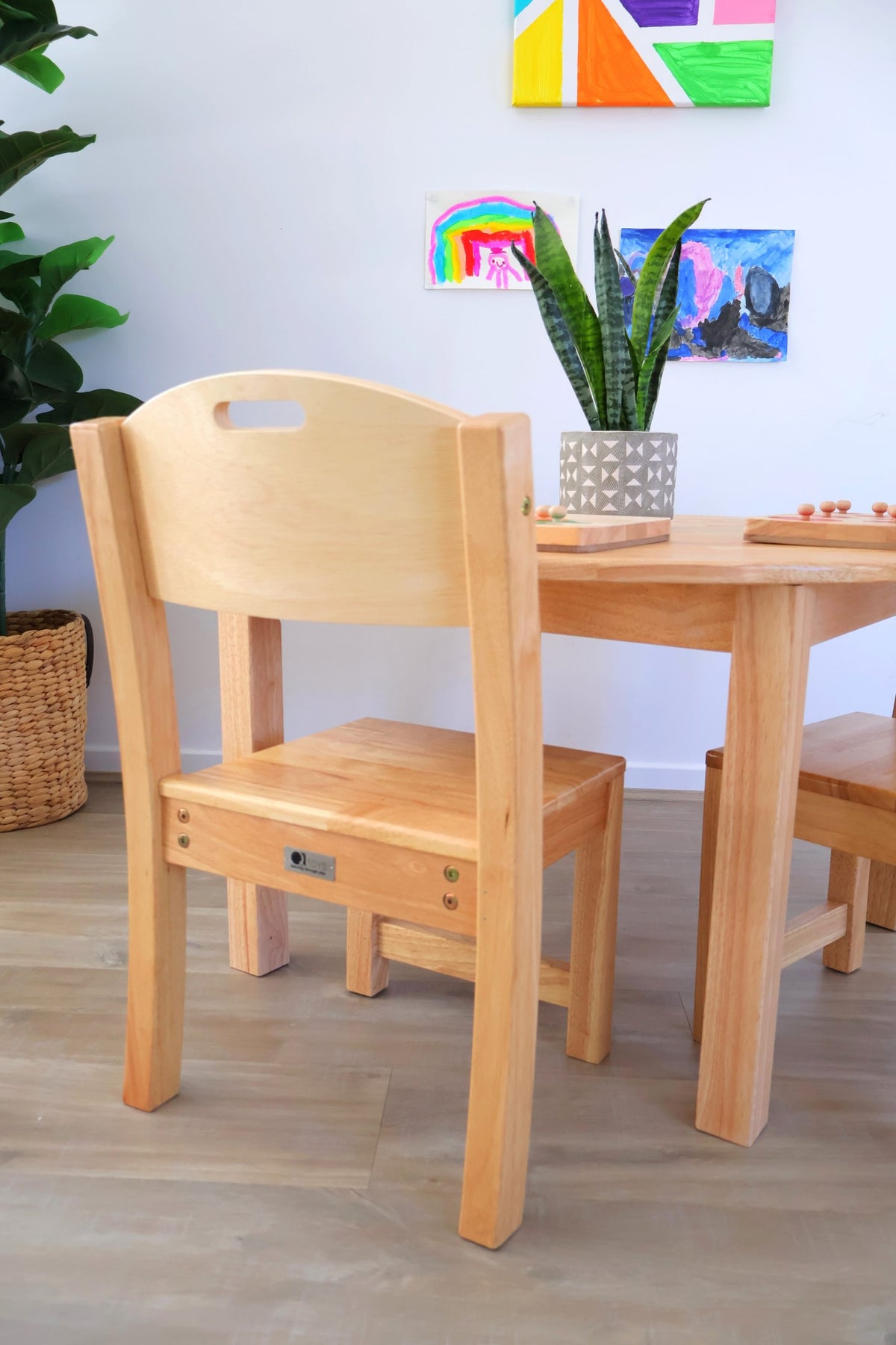 Rubber Wood Stacking Chairs – Set of 2