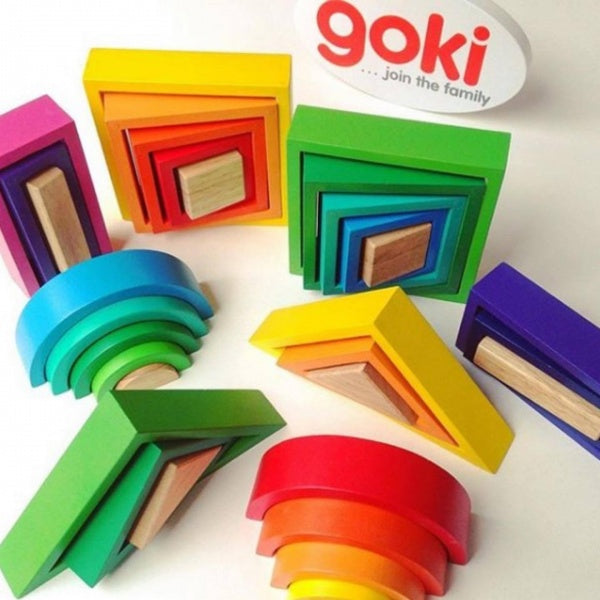 Goki Wooden Rainbow Building Blocks