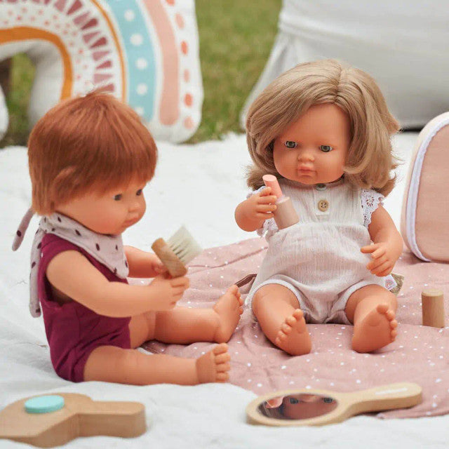 Miniland Doll 38cm - Caucasian Dark Blonde Girl Baby Doll