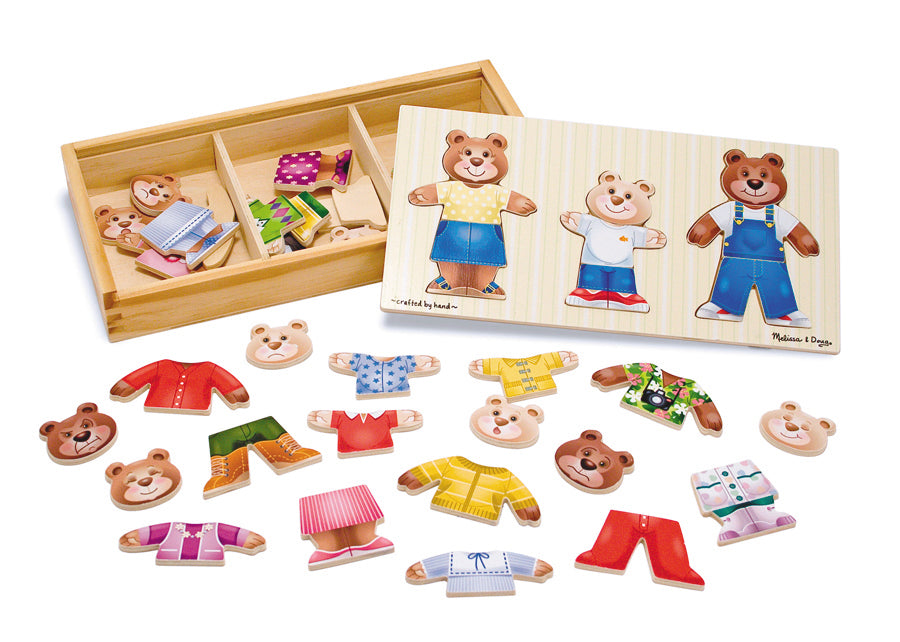 Melissa & Doug - Wooden Bear Family Dress Up - 45pc