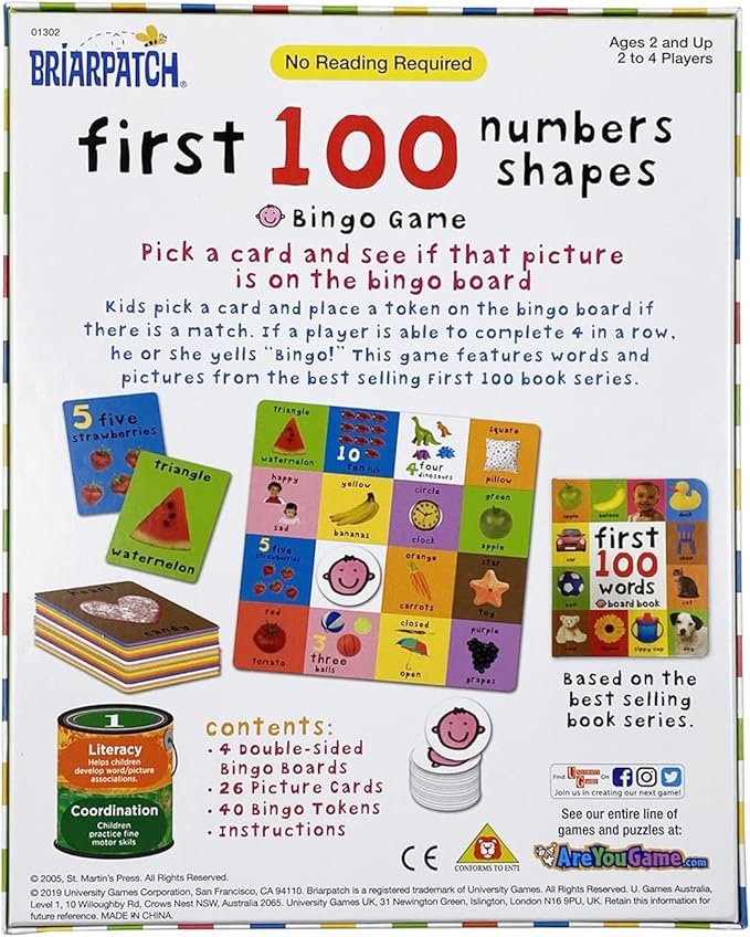 First 100 Numbers And Shapes Bingo Game