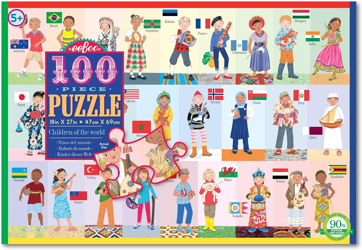 eeBoo 100 PC Puzzle - Children of World