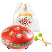 Red Metal Tongue Drum with 8 Notes