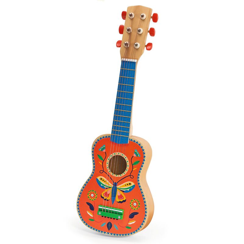 Small Wooden Guitar with 6 Metal Strings
