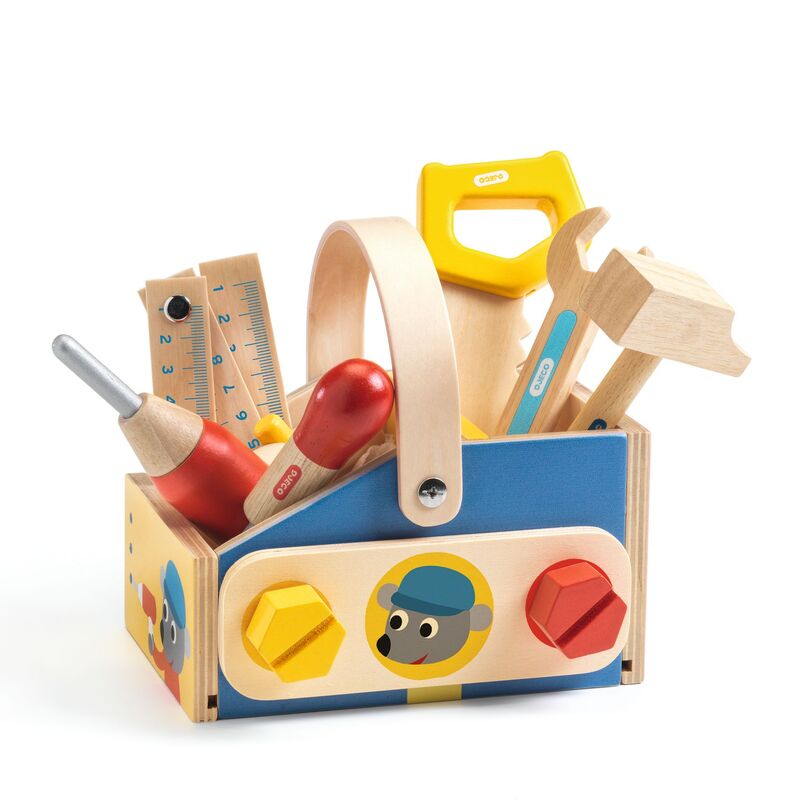 10 piece Minibrico Wooden Toolbox with Tools