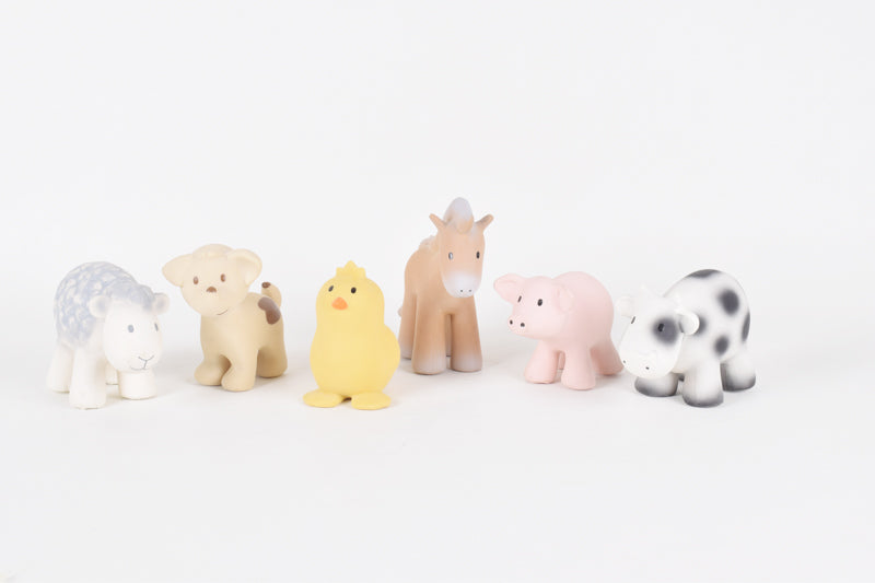 Set of 6 Tikiri Farm Rubber Rattle & Bath Toys