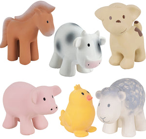 Set of 6 Tikiri Farm Rubber Rattle & Bath Toys