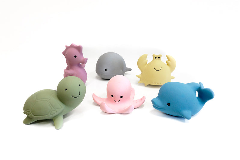 Set of 6 Tikiri Ocean Rubber Rattle & Bath Toys