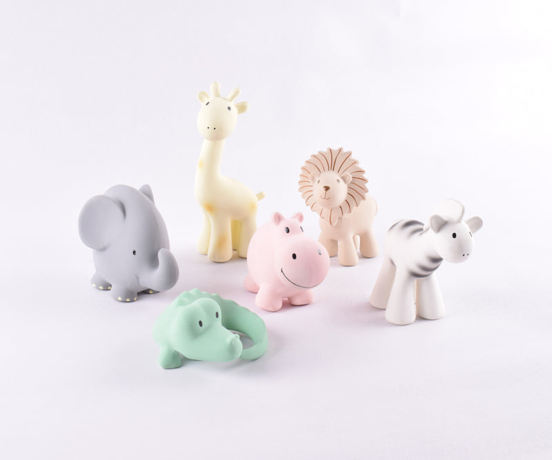 Set of 6 Tikiri Zoo Rubber Rattle & Bath Toys