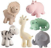 Set of 6 Tikiri Zoo Rubber Rattle & Bath Toys