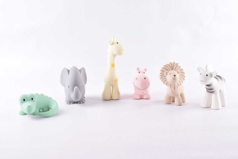 Set of 6 Tikiri Zoo Rubber Rattle & Bath Toys
