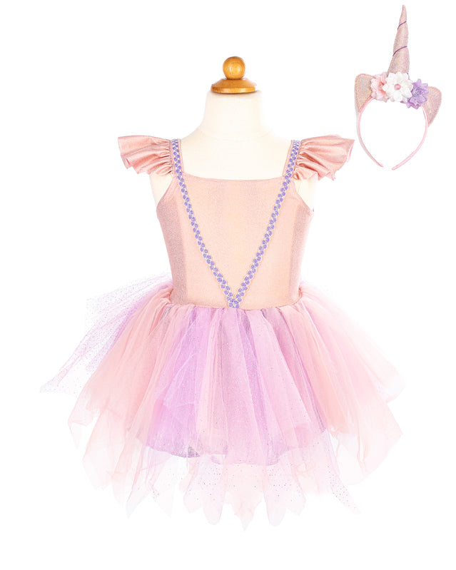 Pink Shimmer Unicorn Dress & Headband - Size 3-4