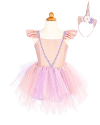 Pink Shimmer Unicorn Dress & Headband - Size 3-4