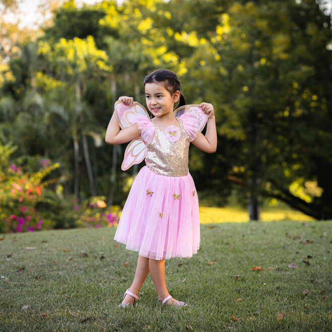 Gold Sequins Butterfly Dress & Wings - Size 5-7