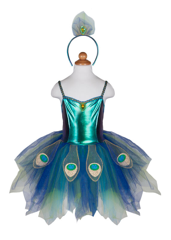 Pretty Peacock Dress & Headband - Size 5-6