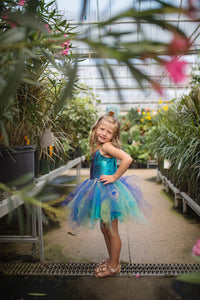 Pretty Peacock Dress & Headband - Size 5-6