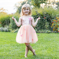 Butterfly Bliss Dress – Peach, Size 3–4