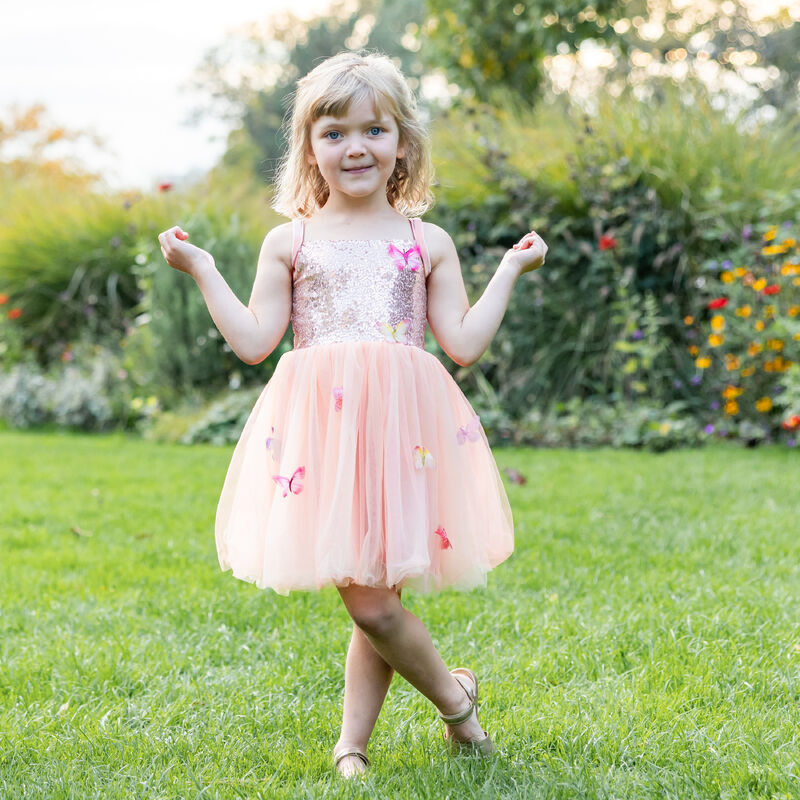 Butterfly Bliss Dress – Peach, Size 3–4