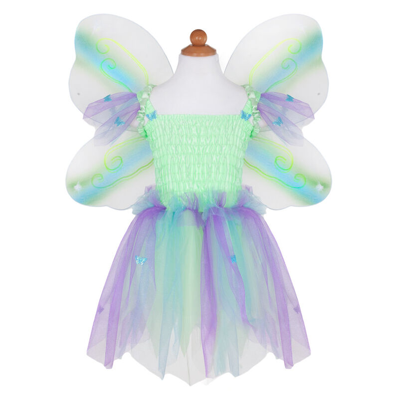 Green Butterfly Dress & Wings with Wand - Size 5-6