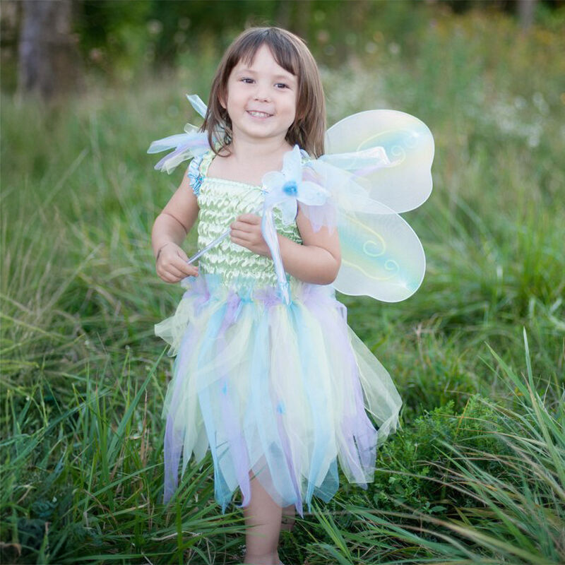 Green Butterfly Dress & Wings with Wand - Size 5-6