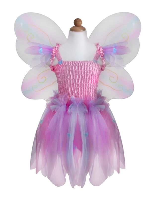 Pink Butterfly Dress & Wings with Wand - Size 5-6