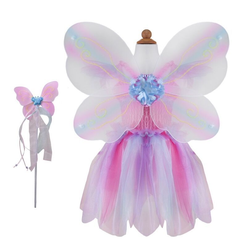 Pink Butterfly Dress & Wings with Wand - Size 5-6