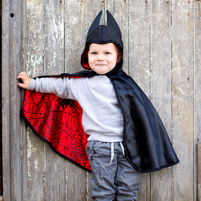 Toddler Reversible Spider & Bat Cape - Size 2-3