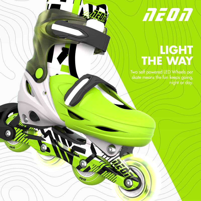 Neon In line Skates 3-6 Goteki Green & Black