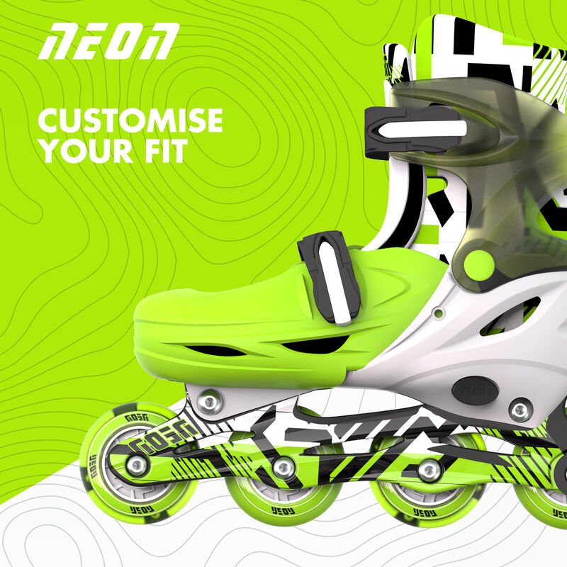Neon In line Skates 3-6 Goteki Green & Black