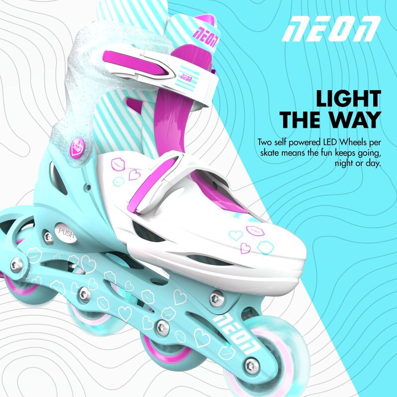 Neon Inline Skates Teal & Pink (Size 3-6)