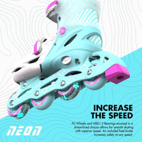 Neon Inline Skates Teal & Pink (Size 3-6)