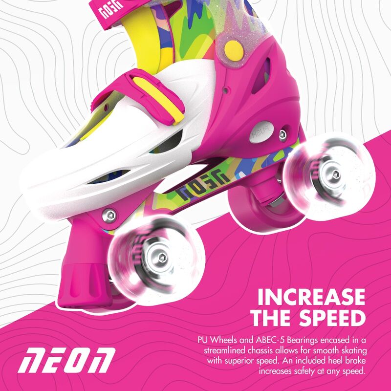 Neon Combo Skates (Size 3-6) Pink & Yellow