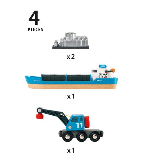 Brio Train Set Accessories BRIO Vehicle - Container & Crane Wagon- 4 pieces
