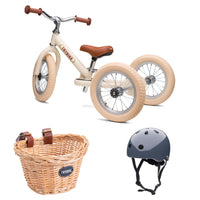 Trybike Cream, Helmet and Basket bundle