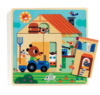 Djeco Wooden Puzzles Chez Gaby Barn 3 Layer Wooden Puzzle