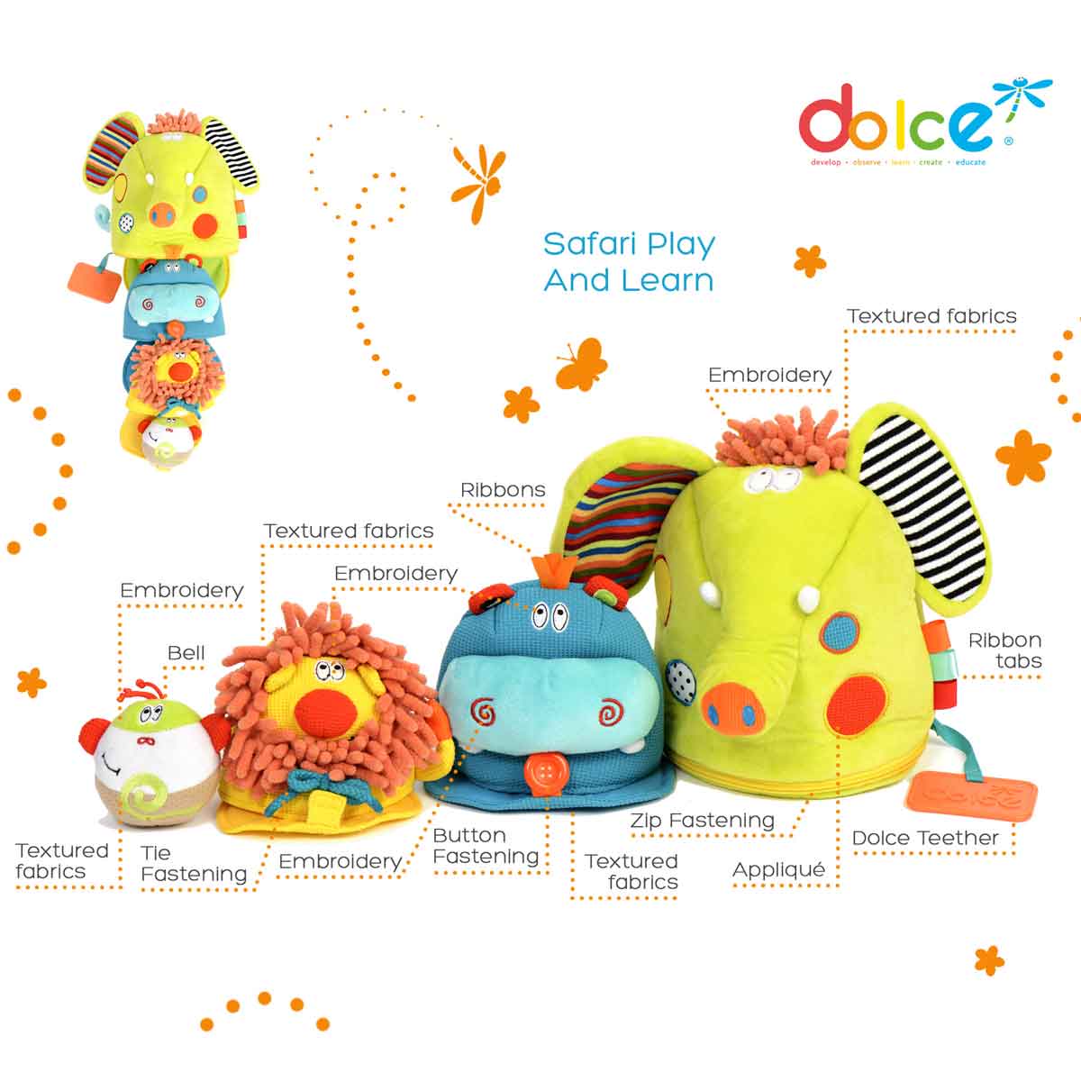 Dolce Toys Teddies, Bunnies & Cute Critters Dolce Toys Safari Play and Learn