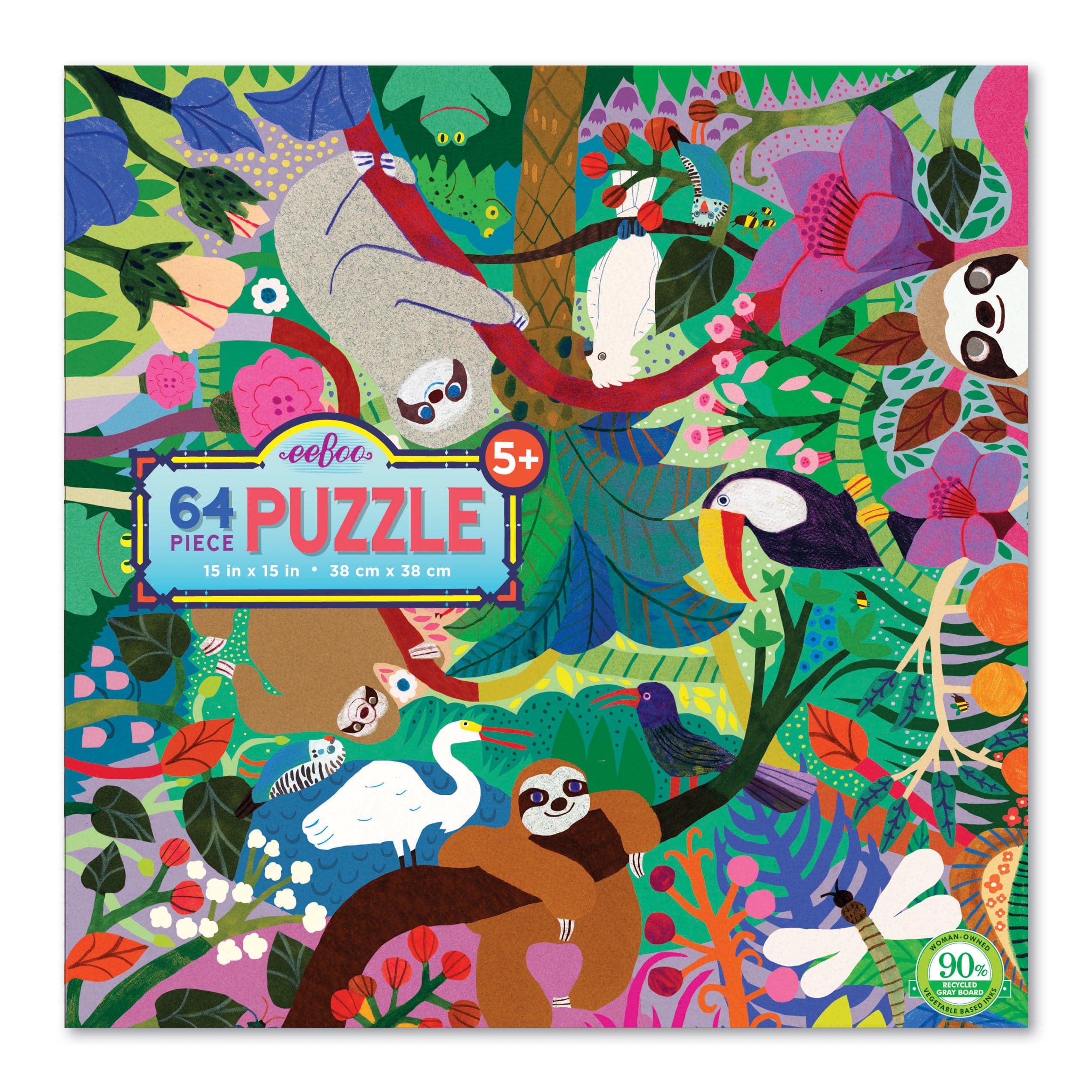 Eeboo Floor Puzzles 64 Pc Puzzle - Sloth at Play