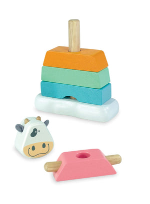 Im Toy Wooden Blocks Stacking Cow - Pastel