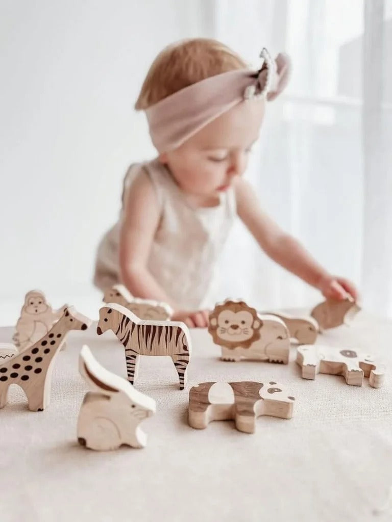 Wooden animals set of 12