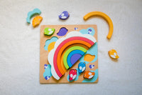 Kiddie Connect Wooden Puzzles Large Sun and Rainbow Puzzle