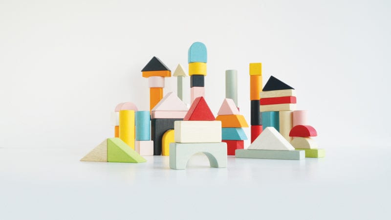 Le Toy Van Wooden Blocks Petilou 60 piece Building Blocks Set & Bag
