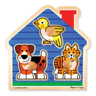 Melissa and Doug Wooden Puzzles Melissa and Doug House Pets Jumbo Knob Puzzle 3 Piece