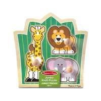 Melissa and Doug Wooden Puzzles Melissa and Doug Jungle Friends Knob Puzzle 3 Piece