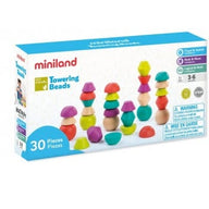 Miniland Blocks Miniland Aptitude Eco Wooden Towering Beads Set, 30 pcs