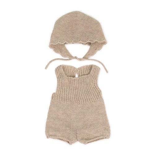 Miniland Dolls and Accessories Miniland Clothing Eco Knitted Rompers and Bonnet, 38 cm