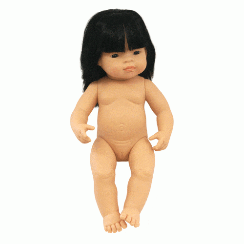 Miniland Dolls and Accessories Miniland Doll Naked Baby Asian Girl, 38 cm