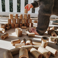 QToys Wooden Blocks QToys Bamboo Balancing Set with 100 Pieces