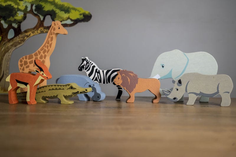 Tender Leaf Toys Animals & Dinosaurs Tender Leaf 8 Wooden Safari Animals